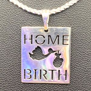CUSTOM DESIGNED STERLING SILVER 925 ''HOME BIRTH'' TAG CHARM OR PENDANT S3